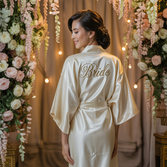 Bridal Getting-Ready Robe – Satin, “Bride”