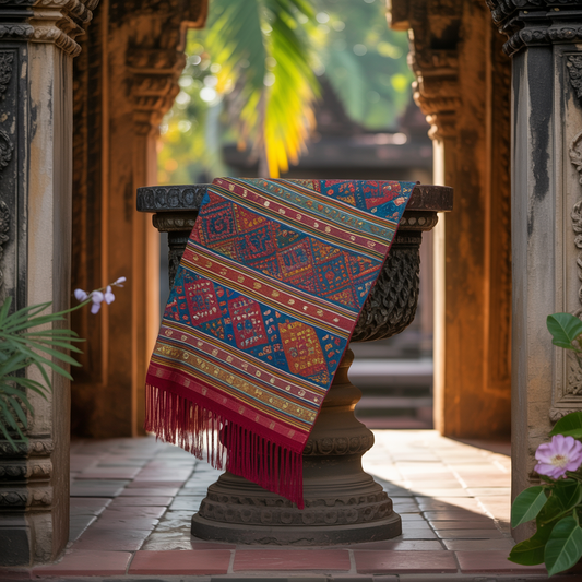 Traditional Krama Scarf – Red/White Cotton