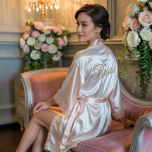Bridal Getting-Ready Robe – Satin, “Bride”