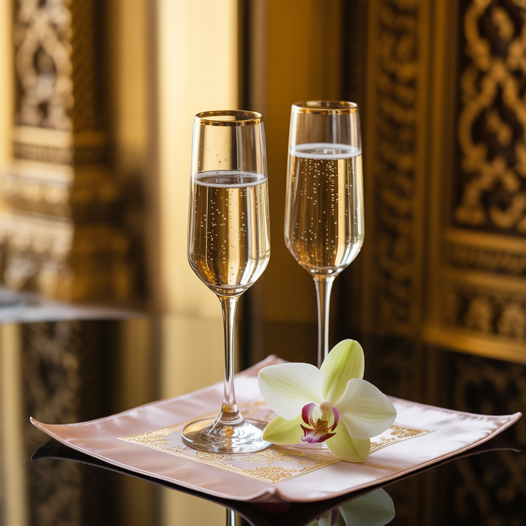 Champagne Toasting Flutes – Pair with Gold Rim