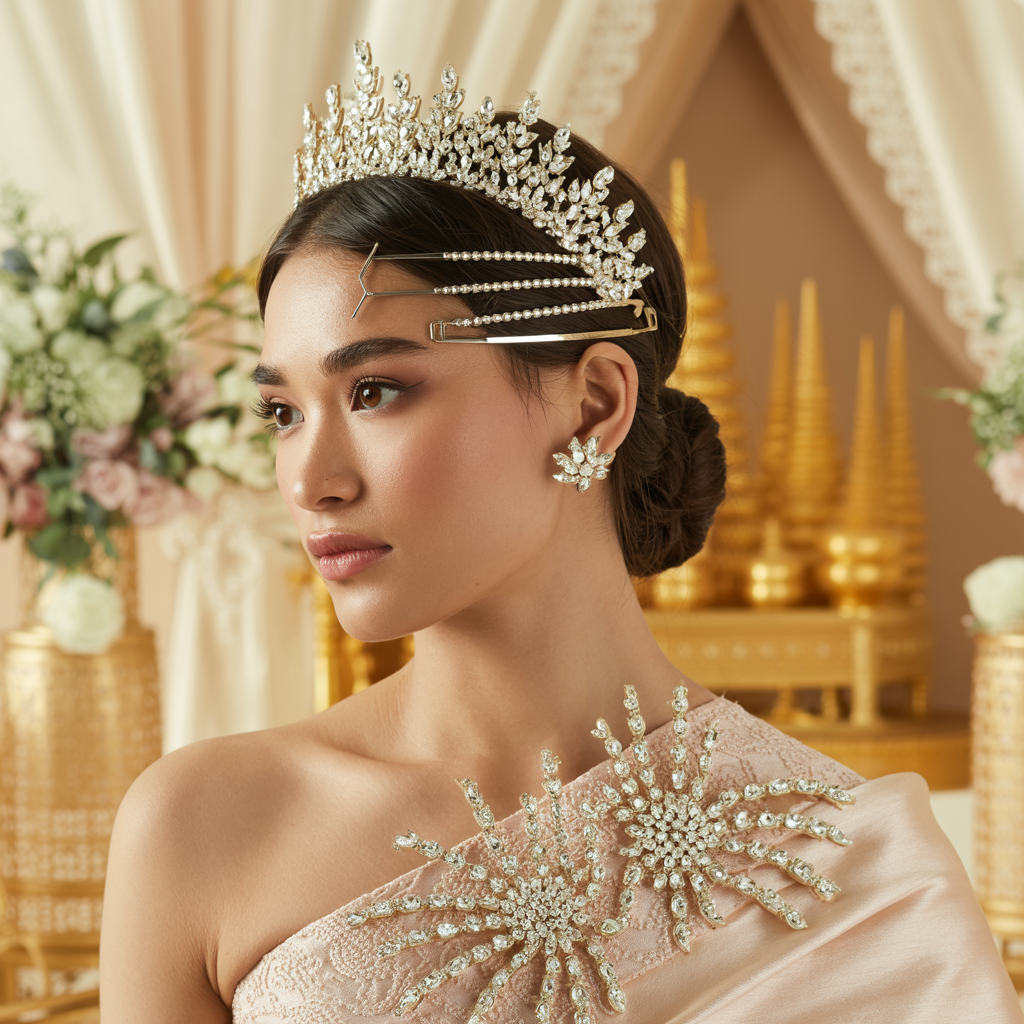 Apsara-Style Gold Headpiece (Crown)