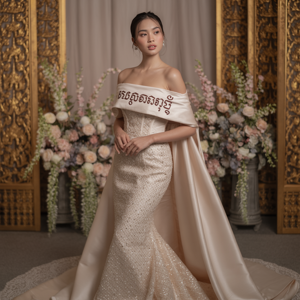Mermaid Sequin Wedding Dress – Off-Shoulder