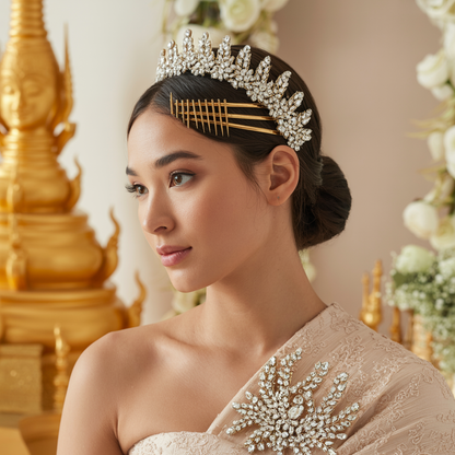 Apsara-Style Gold Headpiece (Crown)
