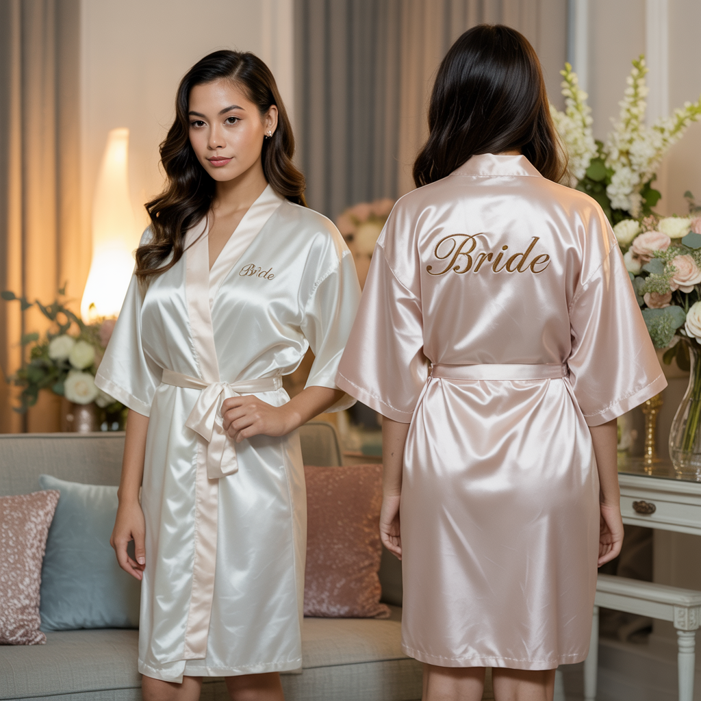 Bridal Getting-Ready Robe – Satin, “Bride”